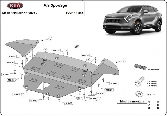 Protetor de Carter de aço Kia Sportage