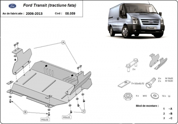 Protetor de Carter de aço Ford Transit - FWD