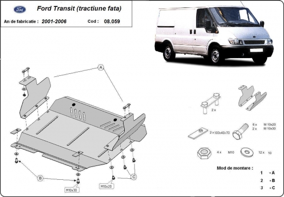 Protetor de Carter de aço Ford Transit - FWD