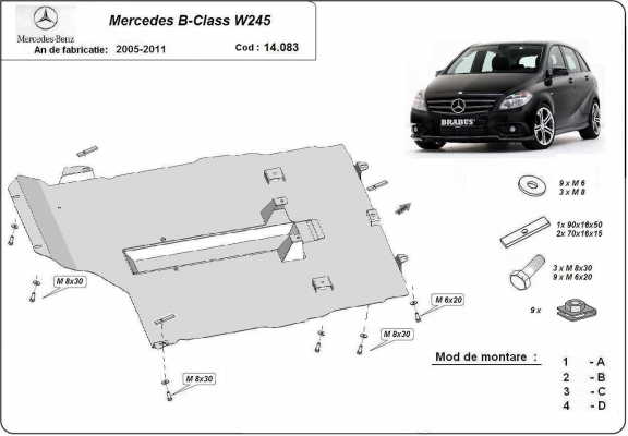 Protetor de Carter de aço Mercedes B-Class W245