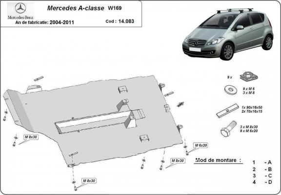 Protetor de Carter de aço Mercedes A-Class W169