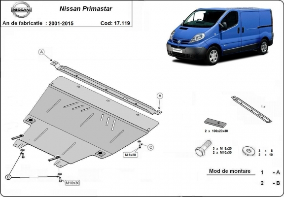 Protetor de Carter de aço Nissan Primastar
