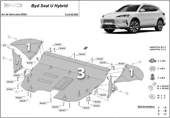 Protetor de Carter de aço BYD Seal U DM-i