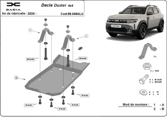 Protetor diferencial de alumínio Dacia Duster 4x4
