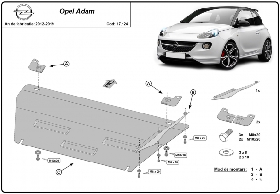 Protetor de Carter de aço Opel Adam