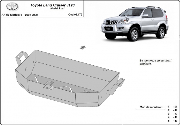 Protetor de aço para o tanque de combustível Toyota Land Cruiser J120 - apenas para o modelo de 3 portas 