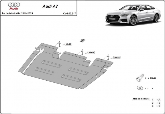  Protetor de caixa de velocidades de aço  Audi A7 A7