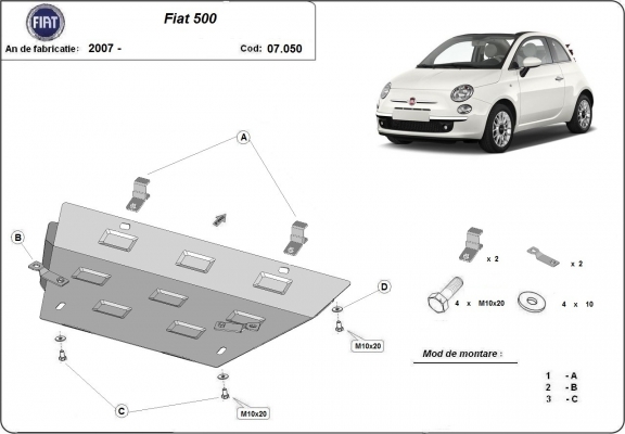 Protetor de Carter de aço Fiat 500