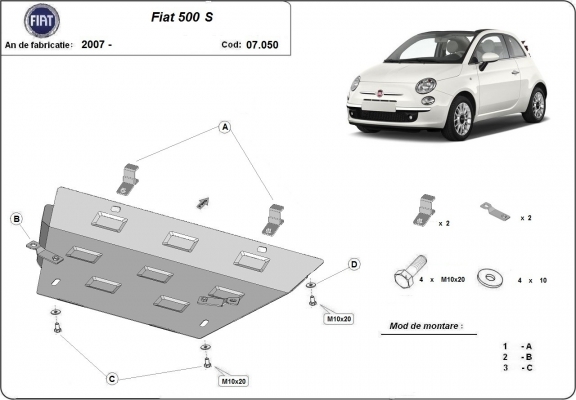 Protetor de Carter de aço Fiat 500 S