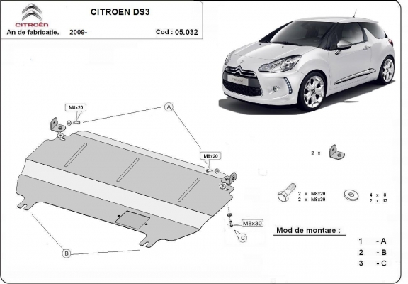 Protetor de Carter de aço Citroen DS3