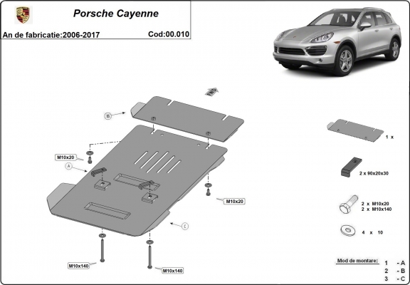  Protetor de caixa de velocidades de aço  Porsche Cayenne