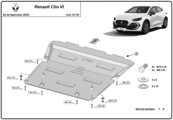 Protetor de Carter de aço Renault Clio 6