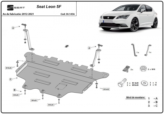 Protetor de Carter de aço Seat Leon Mk3 
