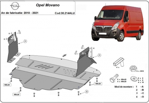 Protetor de Carter de Alumínio Opel Movano