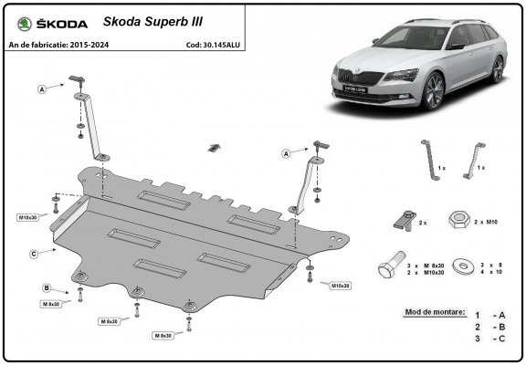 Protetor de Carter de alumínio Skoda Superb III