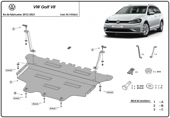 Protetor de Carter de alumínio VW Golf 7