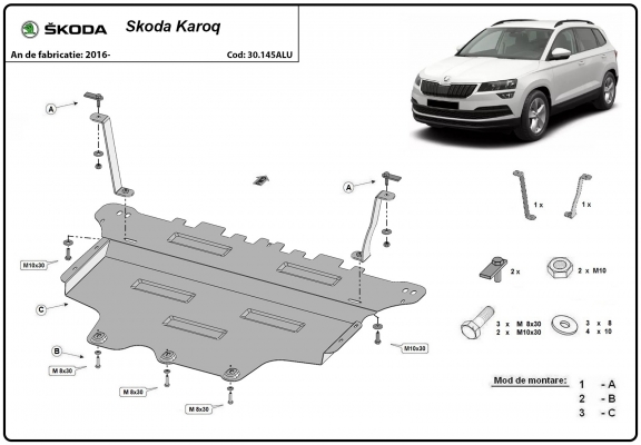 Protetor de Carter de alumínio Skoda Karoq