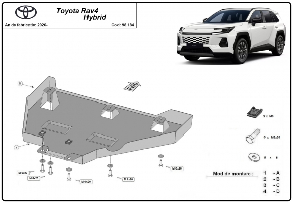  Protetor diferencial de aço  Toyota RAV 4 Hybrid
