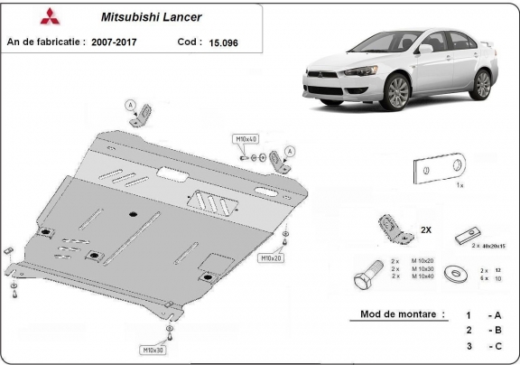 Protetor de Carter de aço Mitsubishi Lancer