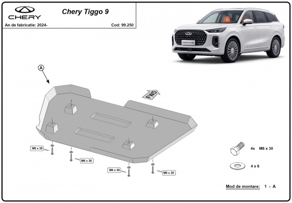 Protetor de aço para o tanque de combustível Chery Tigo 9