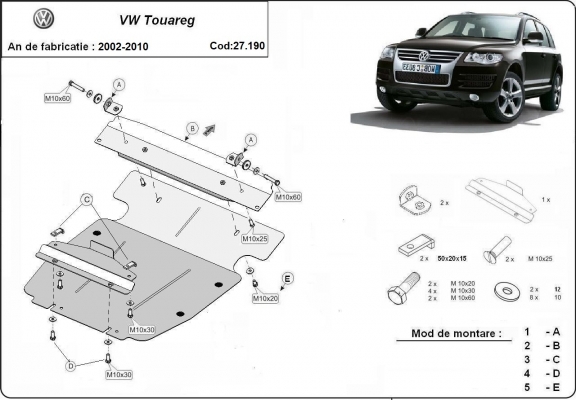 Protetor de Carter de aço Volkswagen Touareg 7L