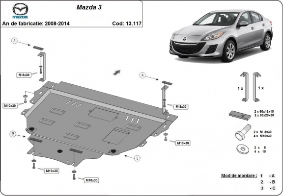 Protetor de Carter de aço Mazda 3