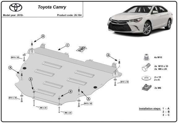 Protetor de Carter de aço Toyota Camry