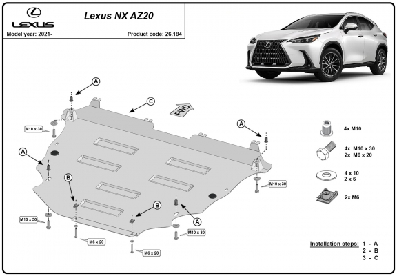 Protetor de Carter de aço Lexus NX AZ20
