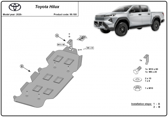 Protetor de aço para o tanque de combustível Toyota Hilux