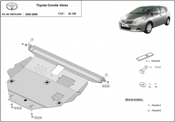 Protetor de Carter de aço Toyota Corolla Verso