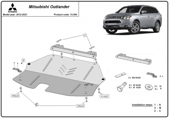 Protetor de Carter de aço Mitsubishi Outlander