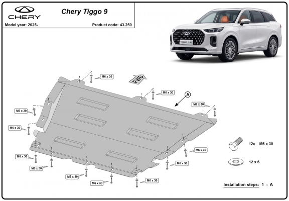 Protetor de Carter de aço Chery Tiggo 9