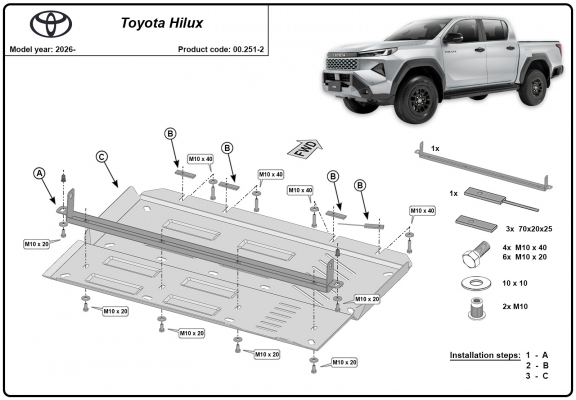  Protetor diferencial de aço  Toyota Hilux