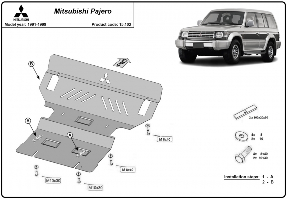 Protetor de Carter de aço Mitsubishi Pajero 2 