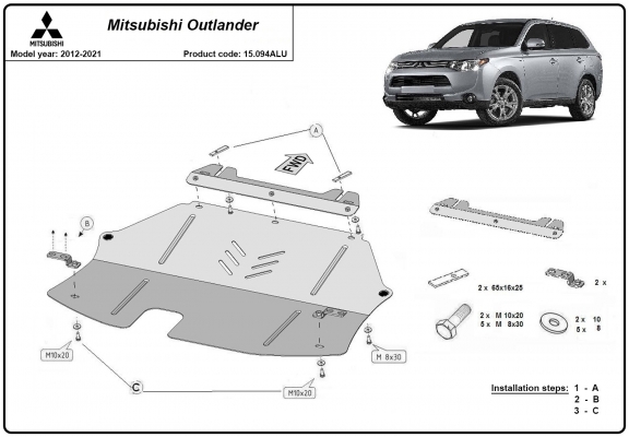 Protetor de Carter de alumínio Mitsubishi Outlander