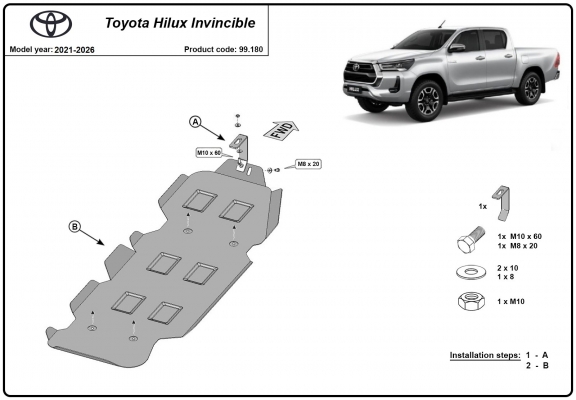 Protetor de aço para o tanque de combustível Toyota Hilux Invincible