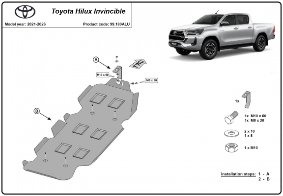 Protetor para o tanque de combustível de alumínio Toyota Hilux Invincible