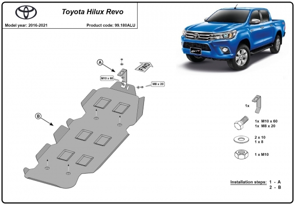 Protetor para o tanque de combustível de alumínio Toyota Hilux Revo
