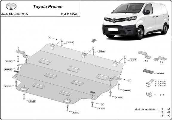 Protetor de Carter de Alumínio Toyota Proace