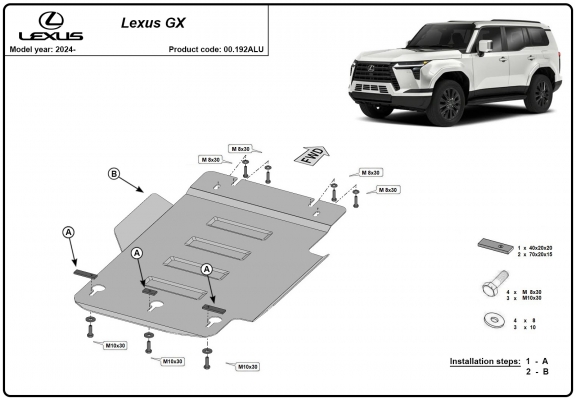 Protetor de caixa de velocidades de alumínio Lexus GX