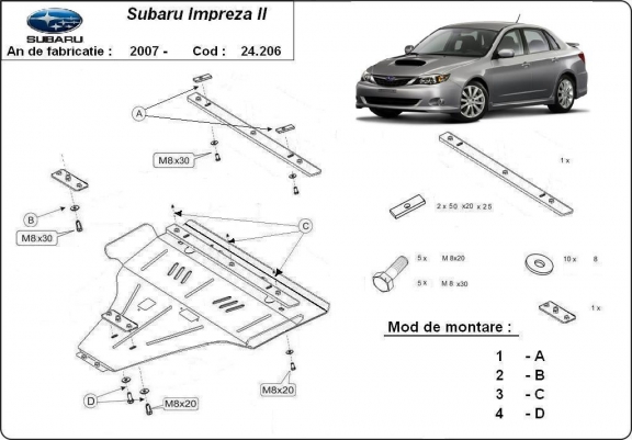 Protetor de Carter de aço Subaru Impreza petrol