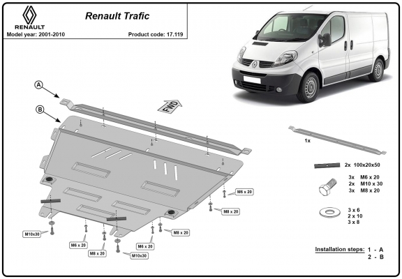 Protetor de Carter de aço Renault Trafic 2 