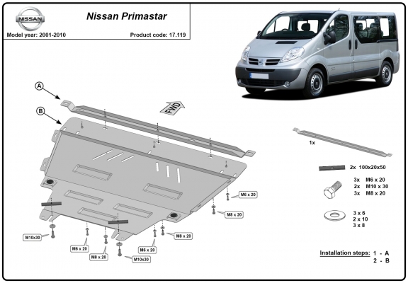 Protetor de Carter de aço Nissan Primastar