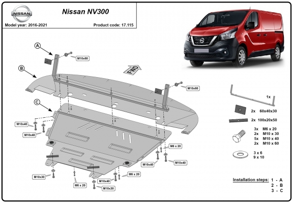 Protetor de Carter de aço Nissan NV300