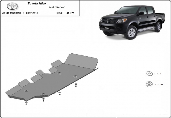 Protetor de aço para o tanque de combustível Toyota Hilux
