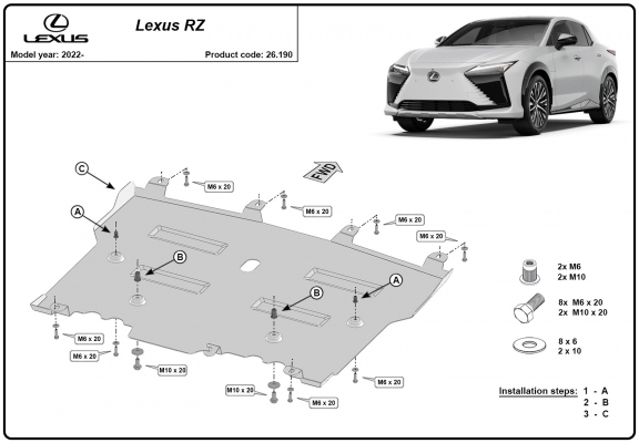 Protetor de Carter de aço Lexus RZ