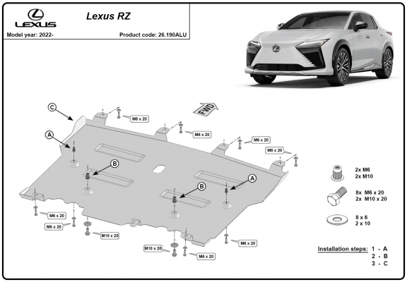 Protetor de Carter de alumínio Lexus RZ