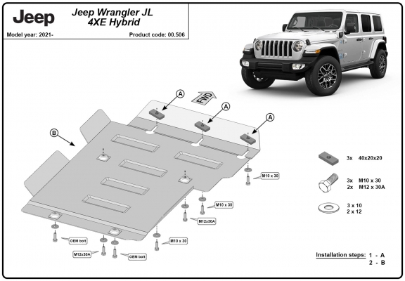  Protetor de caixa de velocidades de aço Jeep Wrangler - JL