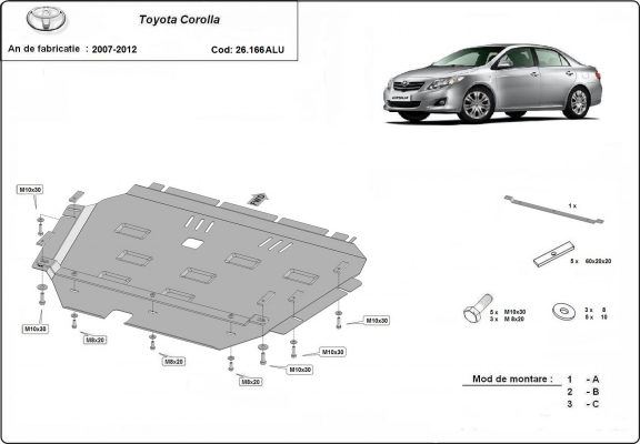 Protetor de Carter de alumínio Toyota Corolla