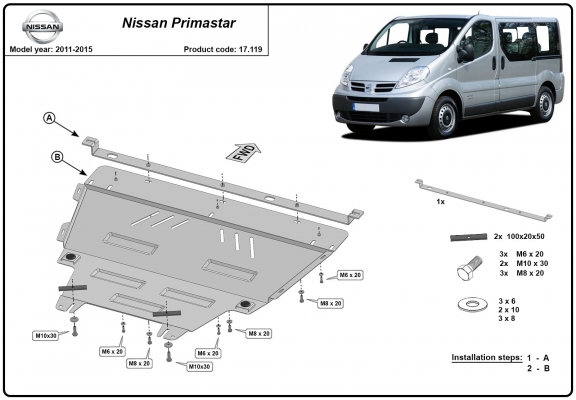 Protetor de Carter de aço Nissan Primastar